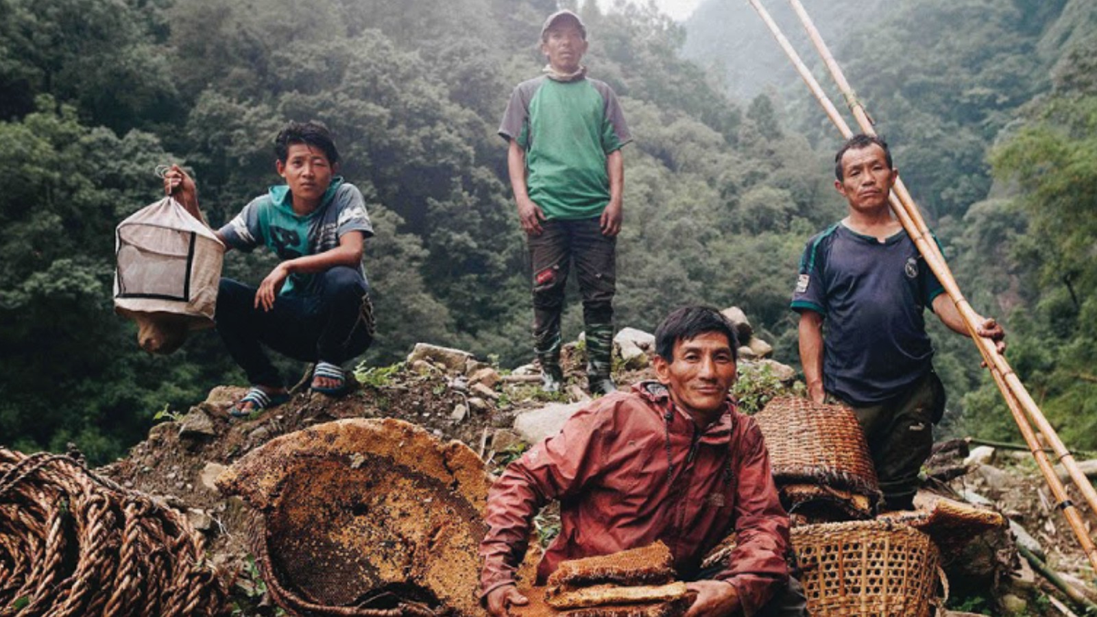 A group of people after mad honey harvest.